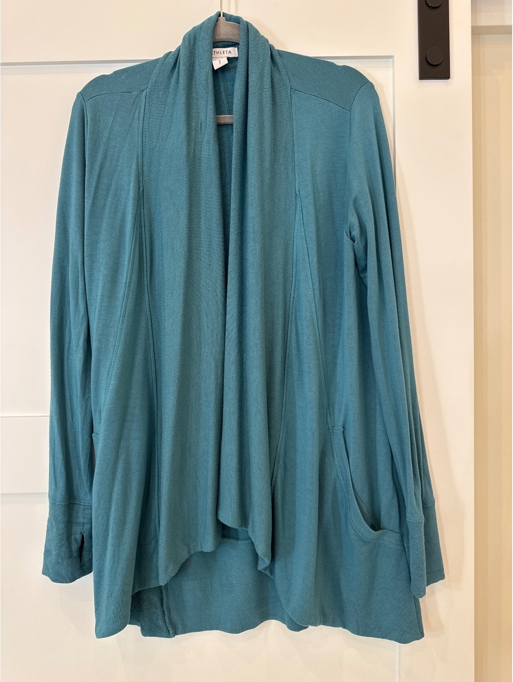 Athleta Blue Teal Open Front Draped Cardigan Wrap Size Small